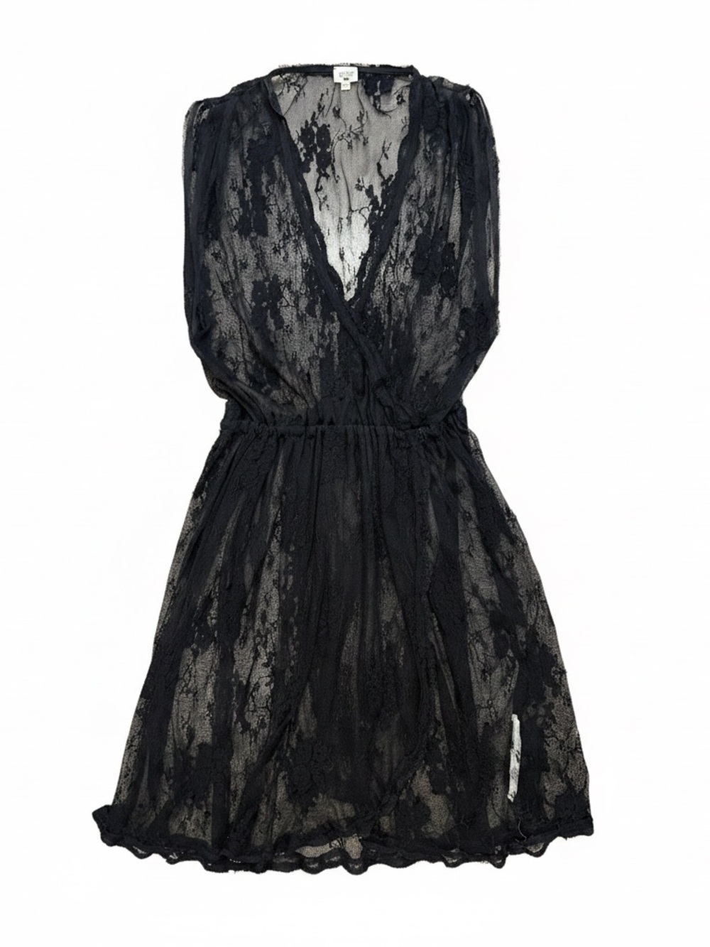 Wilfred | Sheer Black Lace Wrap Dress